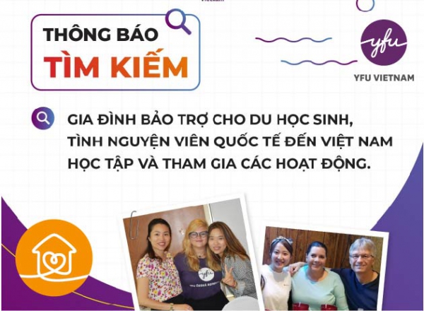 Tìm kiếm gia đình bảo trợ cho DHS, TNV quốc tế đến Việt Nam 