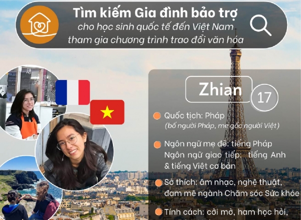 Tìm kiếm Gia đình bảo trợ cho học sinh Pháp đến VN trao đổi văn hóa