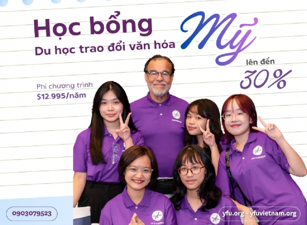 Học bổng du học trao đổi văn hóa Mỹ lên đến 30% năm học 2027-2028
